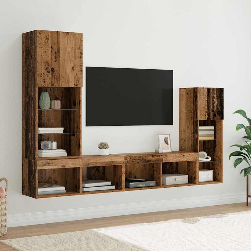 Casa si Gradina - Mobilier - Comode si corpuri - Comode - Unitati pentru Pereti de TV 4 pcs Lemn vechi Lemn compozit - Infinity.ro