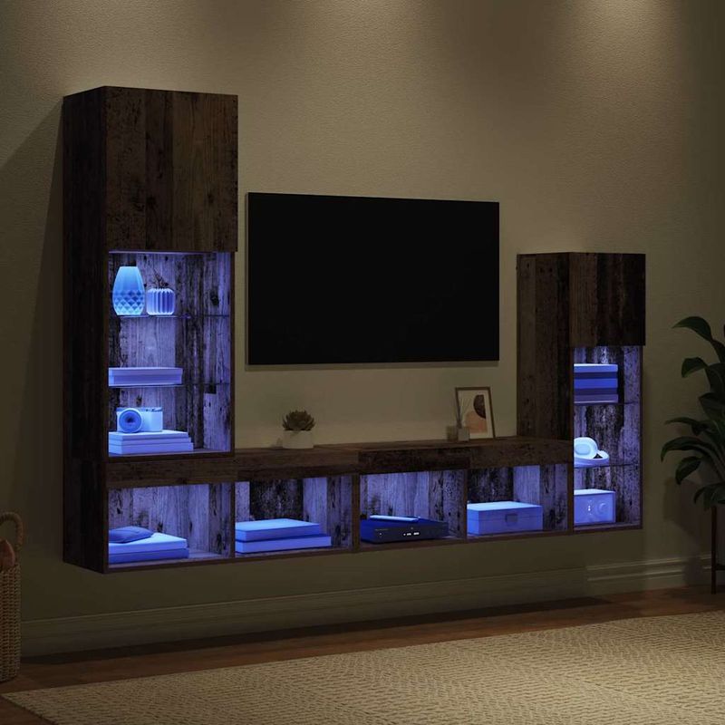 Casa si Gradina - Mobilier - Comode si corpuri - Comode - Unitati pentru Pereti de TV 4 pcs Lemn vechi Lemn compozit - Infinity.ro