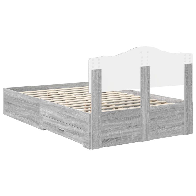 Casa si Gradina - Mobilier - Paturi si accesorii - Paturi - Cadru de pat cu sertar Gri Sonoma 120 x 190 cm Lemn compozit - Infinity.ro