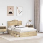 Casa si Gradina - Mobilier - Paturi si accesorii - Paturi - Pat cu storage Stejar Sonoma 135 x 190 cm Lemn compozit - Infinity.ro