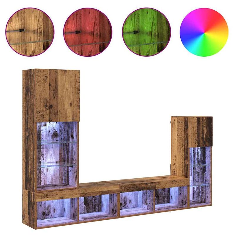 Casa si Gradina - Mobilier - Comode si corpuri - Comode - Unitati pentru Pereti de TV 4 pcs Lemn vechi Lemn compozit - Infinity.ro