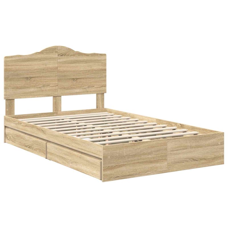 Casa si Gradina - Mobilier - Paturi si accesorii - Paturi - Pat cu storage Stejar Sonoma 135 x 190 cm Lemn compozit - Infinity.ro