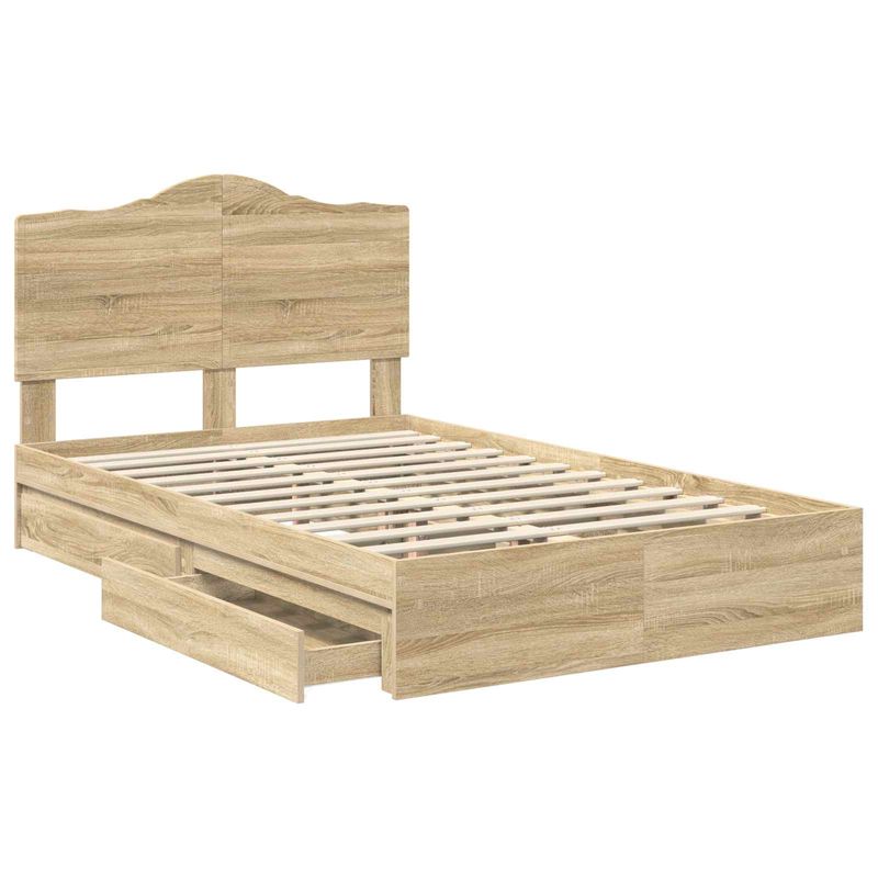 Casa si Gradina - Mobilier - Paturi si accesorii - Paturi - Pat cu storage Stejar Sonoma 135 x 190 cm Lemn compozit - Infinity.ro