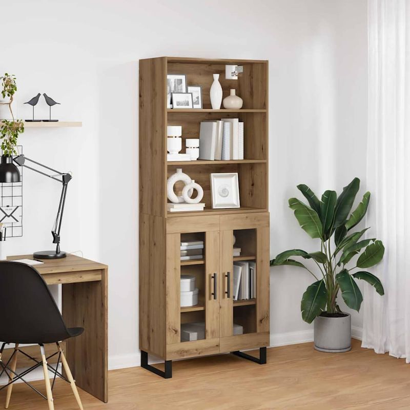 Casa si Gradina - Mobilier - Comode si corpuri - Corpuri bucatarie - Bufet Stejar Artizanal 69,5 x 34 x 180 cm Lemn compozit - Infinity.ro