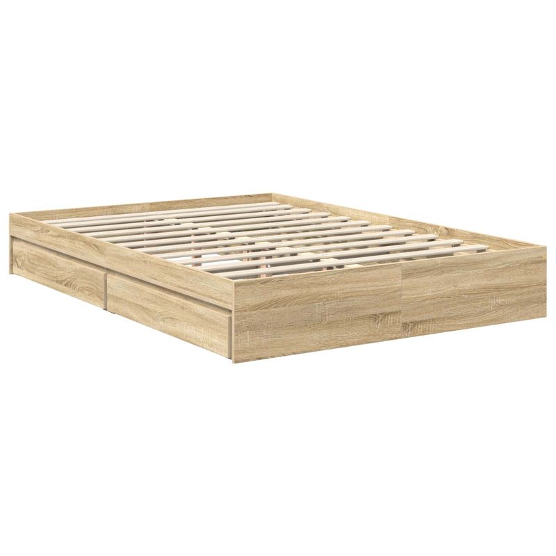 Casa si Gradina - Mobilier - Paturi si accesorii - Paturi - Pat cu storage Stejar Sonoma 135 x 190 cm Lemn compozit - Infinity.ro