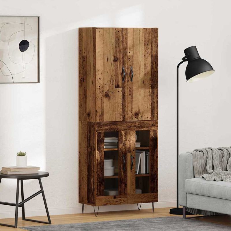 Casa si Gradina - Mobilier - Comode si corpuri - Comode - Bufet 2 pcs Lemn vechi Lemn tehnic si sticla - Infinity.ro