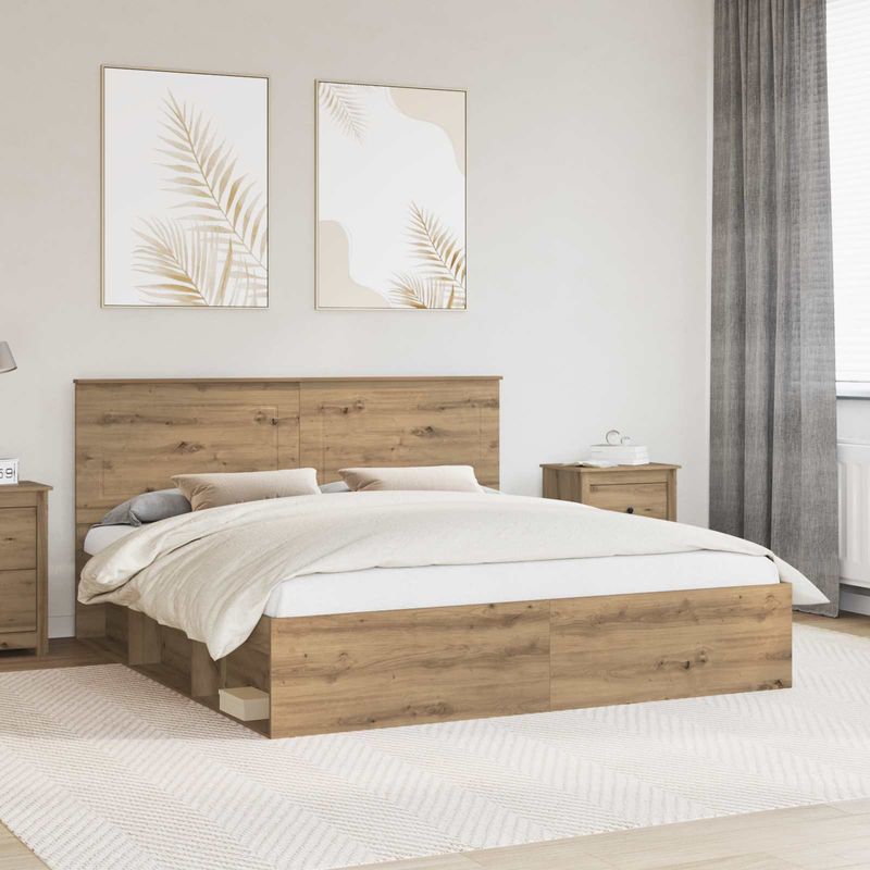 Casa si Gradina - Mobilier - Paturi si accesorii - Paturi - Cadru de pat Stejar artizanal 180 x 200 cm Lemn de pin masiv - Infinity.ro