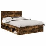 Casa si Gradina - Mobilier - Paturi si accesorii - Paturi - Cadru de pat Stejar fumuriu 150 x 200 cm Lemn de pin masiv - Infinity.ro