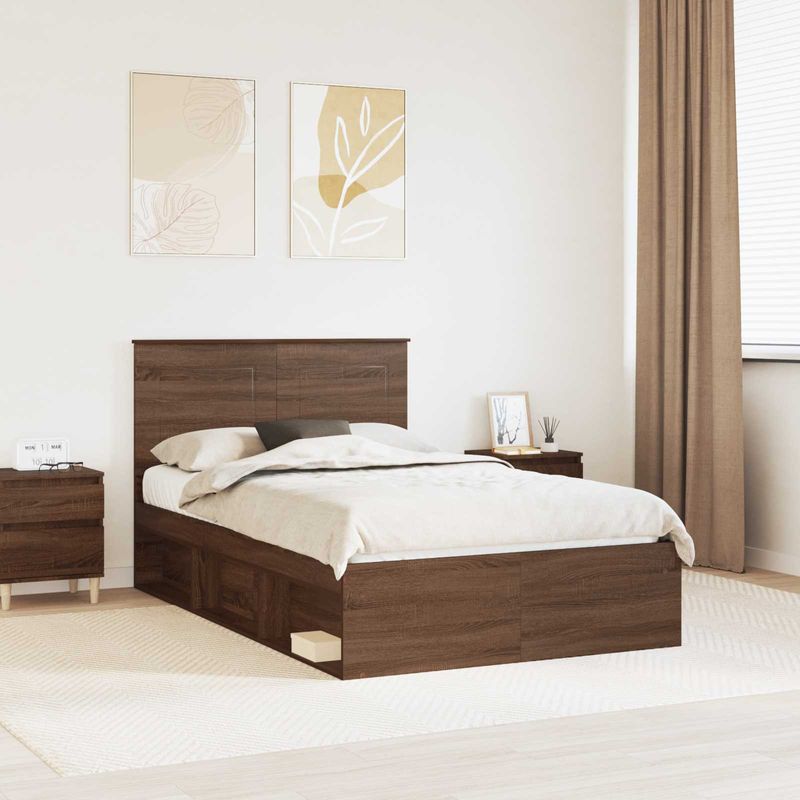 Casa si Gradina - Mobilier - Paturi si accesorii - Paturi - Cadru de pat Stejar inchis 120 x 190 cm Lemn de pin masiv - Infinity.ro