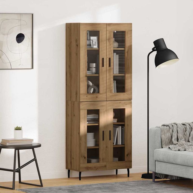 Casa si Gradina - Mobilier - Comode si corpuri - Comode - Bufet 2 pcs Stejar Artizanal Lemn Stratificat si Sticla - Infinity.ro