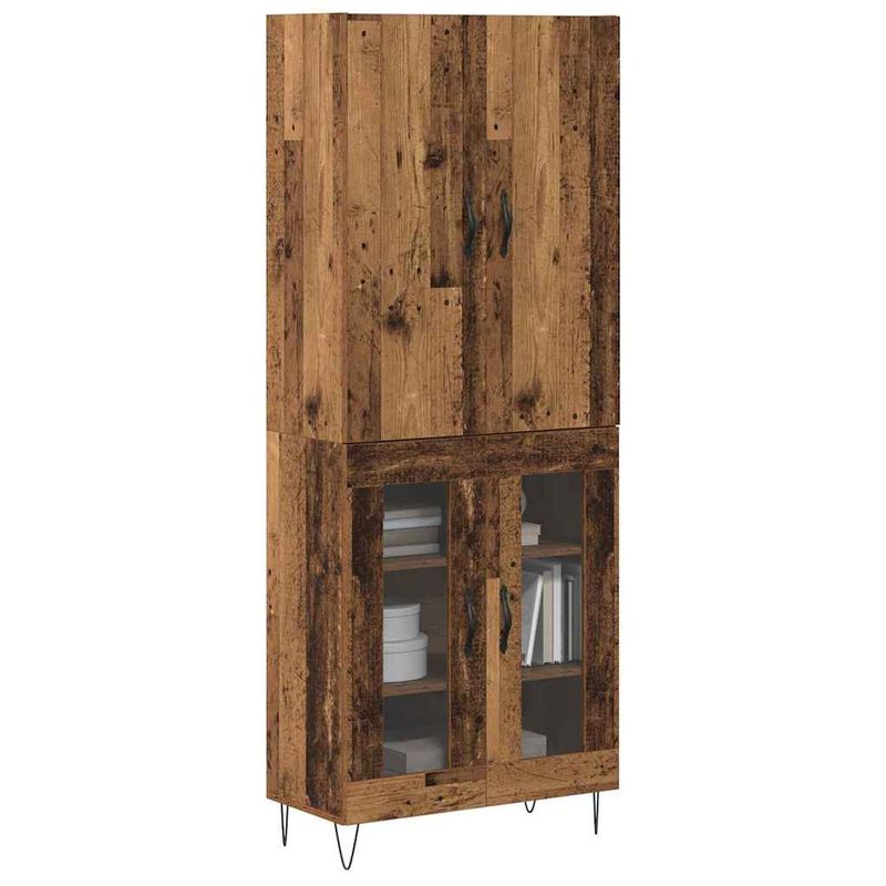 Casa si Gradina - Mobilier - Comode si corpuri - Comode - Bufet 2 pcs Lemn vechi Lemn tehnic si sticla - Infinity.ro