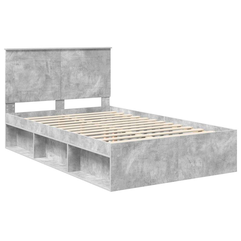 Casa si Gradina - Mobilier - Paturi si accesorii - Paturi - Cadru de pat cu headboard Beton 120 x 190 cm Lemn de pin masiv - Infinity.ro