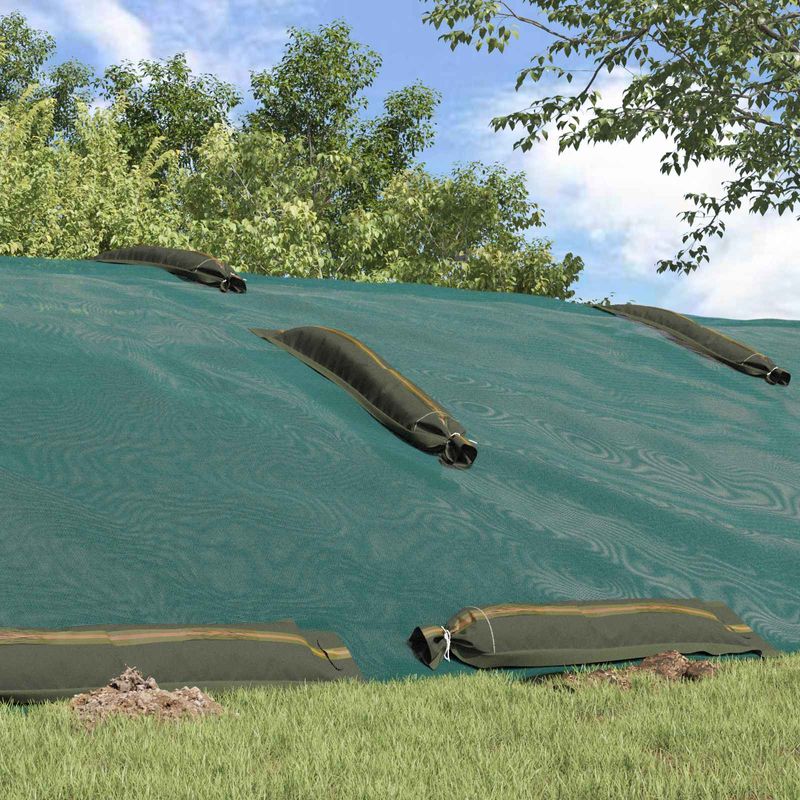 Casa si Gradina - Constructii - Depozitare, transport si protectie - Rafturi, fisete si vestiare - Saci cu nisip 25 pcs Verde inchis 120 x 27 cm HDPE - Infinity.ro