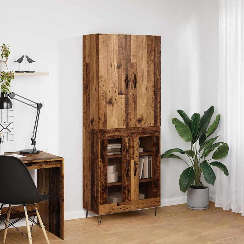 Casa si Gradina - Mobilier - Comode si corpuri - Comode - Bufet 2 pcs Lemn vechi Lemn tehnic si sticla - Infinity.ro