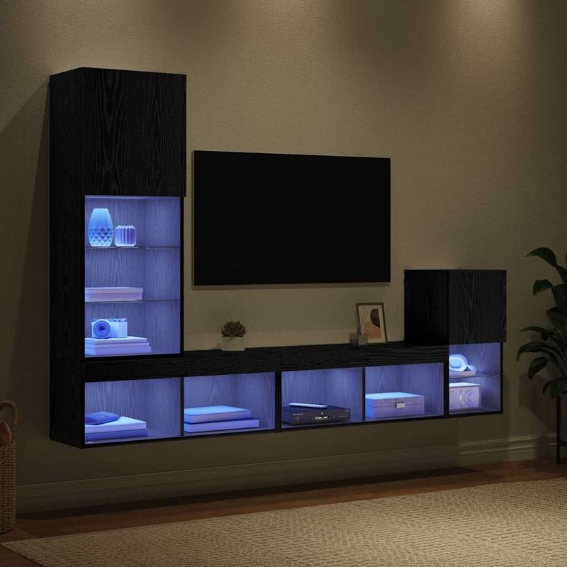 Casa si Gradina - Mobilier - Comode si corpuri - Comode - Unitati pentru Pereti de TV Stejar Negru Lemn compozit - Infinity.ro