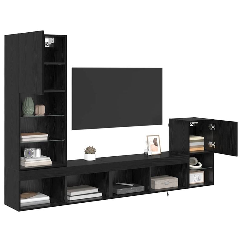Casa si Gradina - Mobilier - Comode si corpuri - Comode - Unitati pentru Pereti de TV Stejar Negru Lemn compozit - Infinity.ro