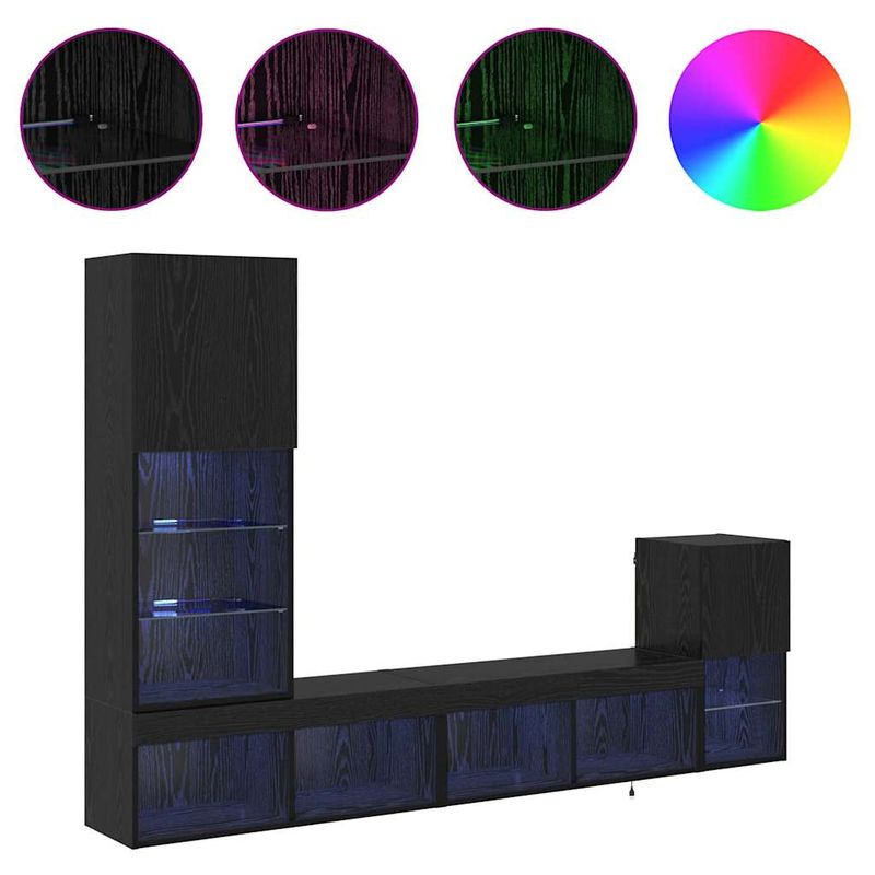 Casa si Gradina - Mobilier - Comode si corpuri - Comode - Unitati pentru Pereti de TV Stejar Negru Lemn compozit - Infinity.ro