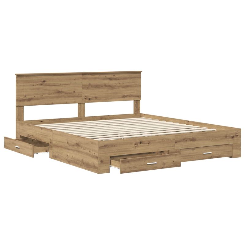 Casa si Gradina - Mobilier - Paturi si accesorii - Paturi - Cadru de pat Stejar Artizanal 180 x 200 cm Lemn compozit - Infinity.ro