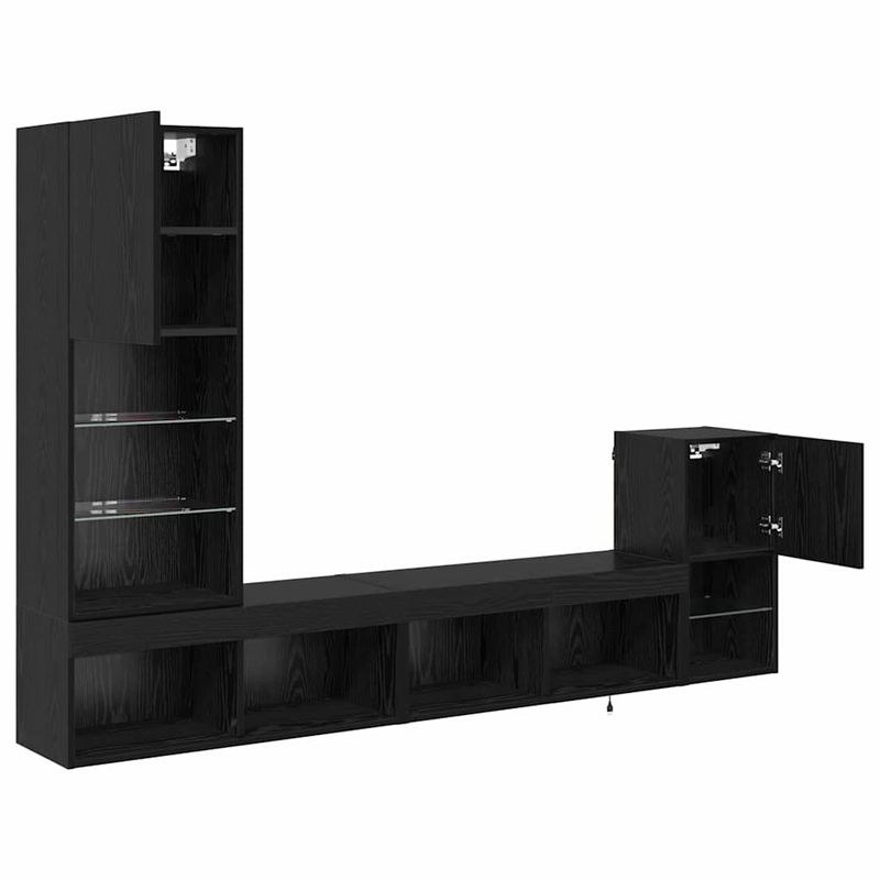 Casa si Gradina - Mobilier - Comode si corpuri - Comode - Unitati pentru Pereti de TV Stejar Negru Lemn compozit - Infinity.ro