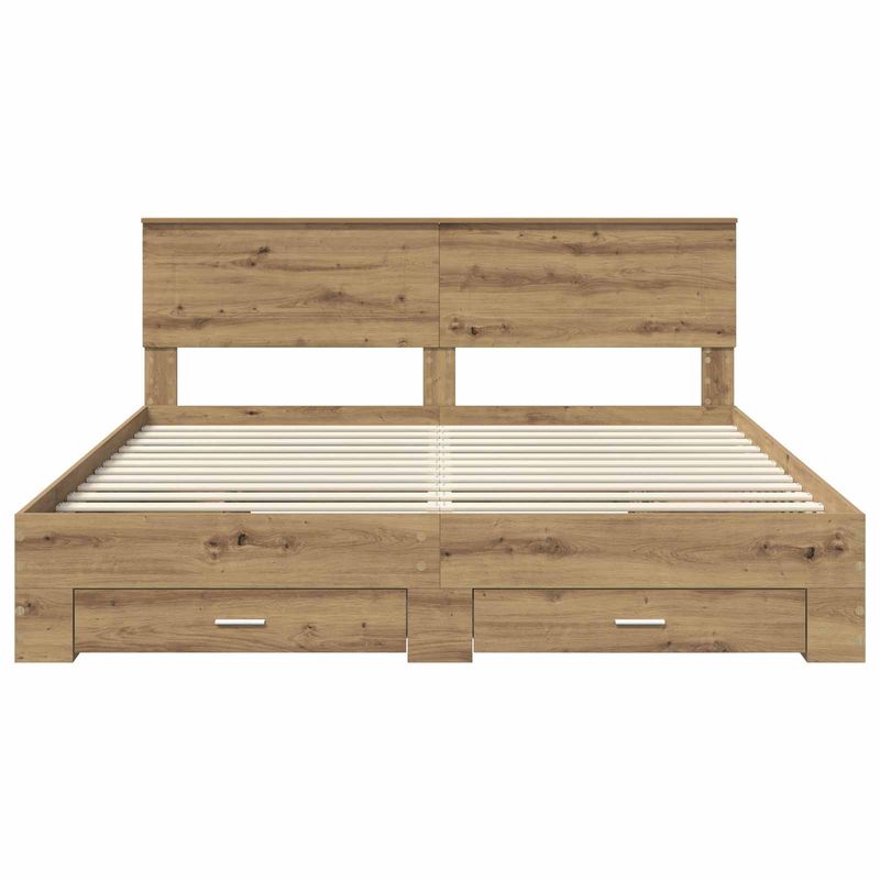 Casa si Gradina - Mobilier - Paturi si accesorii - Paturi - Cadru de pat Stejar Artizanal 180 x 200 cm Lemn compozit - Infinity.ro