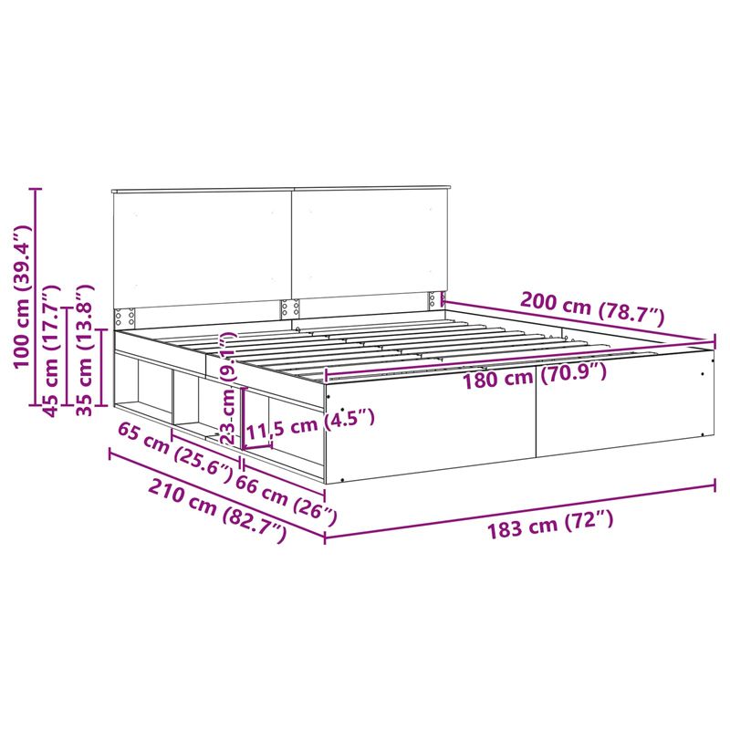 Casa si Gradina - Mobilier - Paturi si accesorii - Paturi - Cadru de pat Stejar artizanal 180 x 200 cm Lemn de pin masiv - Infinity.ro