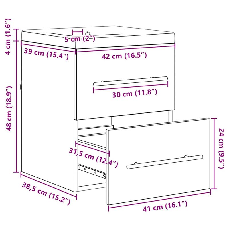 Casa si Gradina - Mobilier - Mobilier baie - Corpuri baie - Dulap pentru Chiuveta de Baie cu sertar Maro 42 x 39 x 52 cm - Infinity.ro