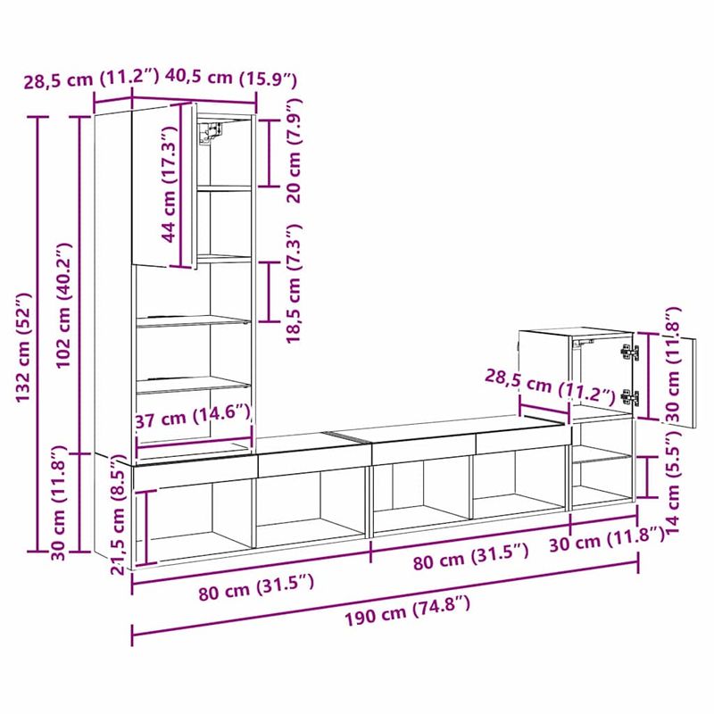 Casa si Gradina - Mobilier - Comode si corpuri - Comode - Unitati pentru Pereti de TV Stejar Negru Lemn compozit - Infinity.ro