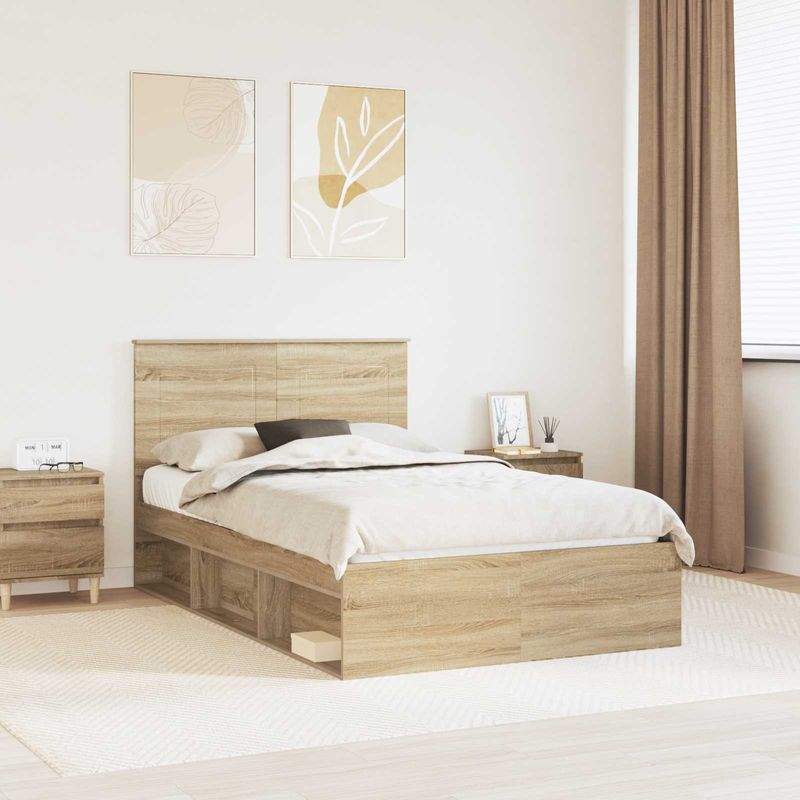 Casa si Gradina - Mobilier - Paturi si accesorii - Paturi - Cadru de pat cu headboard Sonoma 120 x 190 cm Lemn de pin masiv - Infinity.ro
