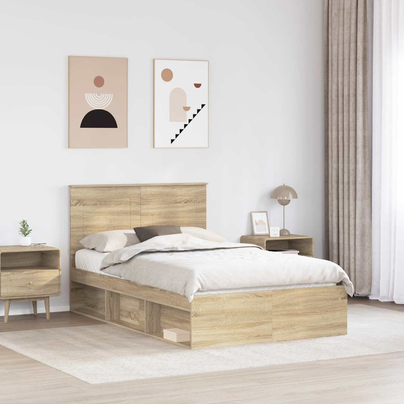 Casa si Gradina - Mobilier - Paturi si accesorii - Paturi - Cadru de pat cu headboard Sonoma 120 x 190 cm Lemn de pin masiv - Infinity.ro