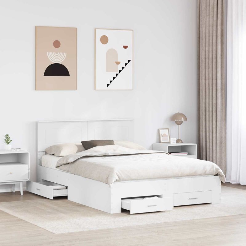 Casa si Gradina - Mobilier - Paturi si accesorii - Paturi - Cadru de pat cu headboard Alb 160 x 200 cm Lemn compozit - Infinity.ro