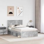 Casa si Gradina - Mobilier - Paturi si accesorii - Paturi - Cadru de pat Gri Concret 135 x 190 cm Lemn de pin masiv - Infinity.ro