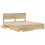 Casa si Gradina - Mobilier - Paturi si accesorii - Paturi - Cadru de pat cu sertar Stejar Sonoma 200 x 200 cm Lemn compozit - Infinity.ro