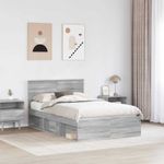 Casa si Gradina - Mobilier - Paturi si accesorii - Paturi - Cadru de pat cu headboard Gri Sonoma 135 x 190 cm Lemn compozit - Infinity.ro