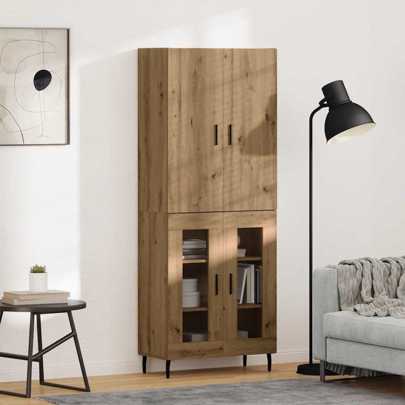 Casa si Gradina - Mobilier - Comode si corpuri - Corpuri bucatarie - Bufet Lemn Vechi 69,5 x 34 x 180 cm Lemn Stratificat si Sticla - Infinity.ro