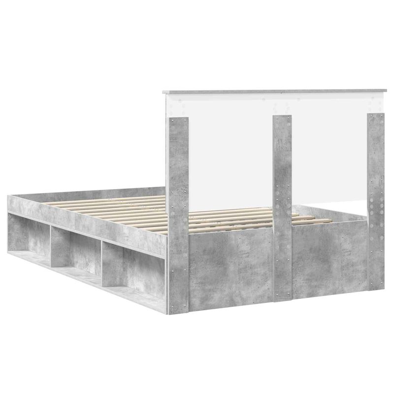 Casa si Gradina - Mobilier - Paturi si accesorii - Paturi - Cadru de pat Gri Concret 135 x 190 cm Lemn de pin masiv - Infinity.ro