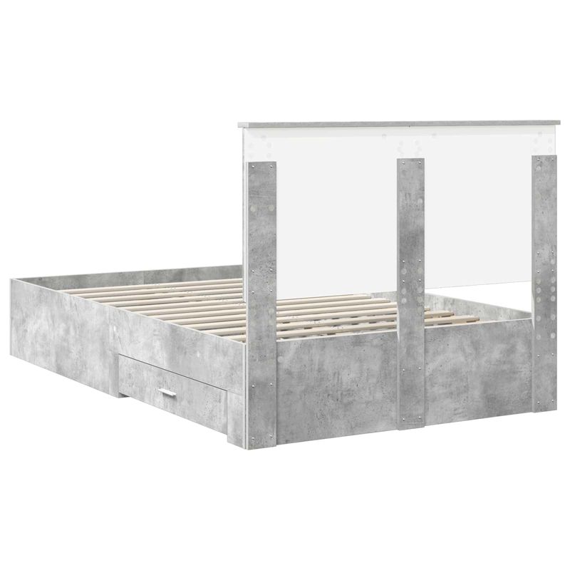 Casa si Gradina - Mobilier - Paturi si accesorii - Paturi - Cadru de pat cu sertar Gri din beton 120 x 190 cm Lemn compozit - Infinity.ro