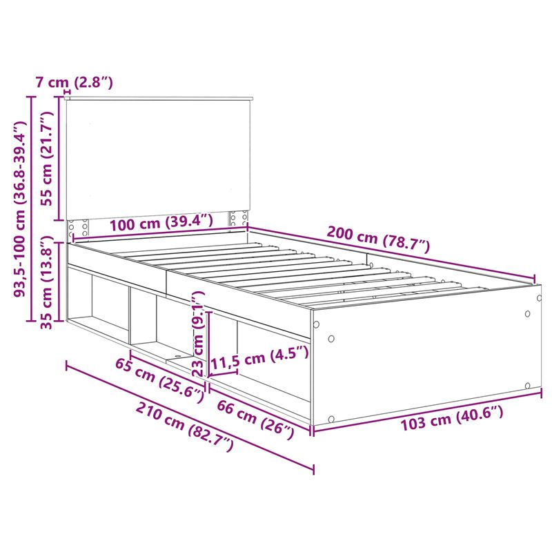 Casa si Gradina - Mobilier - Paturi si accesorii - Paturi - Cadru de pat Lemn vechi 100 x 200 cm Lemn de pin masiv - Infinity.ro