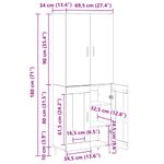 Casa si Gradina - Mobilier - Comode si corpuri - Corpuri bucatarie - Bufet Lemn Vechi 69,5 x 34 x 180 cm Lemn Stratificat si Sticla - Infinity.ro