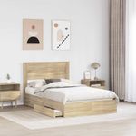 Casa si Gradina - Mobilier - Paturi si accesorii - Paturi - Pat cu storage Stejar Sonoma 120 x 200 cm Lemn compozit - Infinity.ro