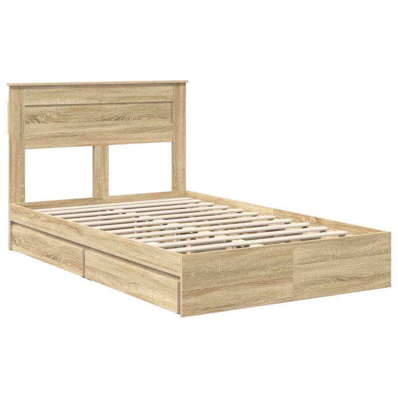 Casa si Gradina - Mobilier - Paturi si accesorii - Paturi - Pat cu storage Stejar Sonoma 120 x 200 cm Lemn compozit - Infinity.ro