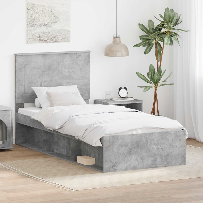 Casa si Gradina - Mobilier - Paturi si accesorii - Paturi - Cadru de pat Gri Concret 100 x 200 cm Lemn de pin masiv - Infinity.ro