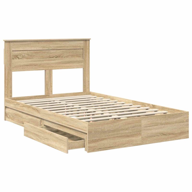 Casa si Gradina - Mobilier - Paturi si accesorii - Paturi - Pat cu storage Stejar Sonoma 120 x 200 cm Lemn compozit - Infinity.ro