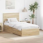 Casa si Gradina - Mobilier - Paturi si accesorii - Paturi - Cadru de pat cu sertar Stejar Sonoma 90 x 200 cm Lemn compozit - Infinity.ro