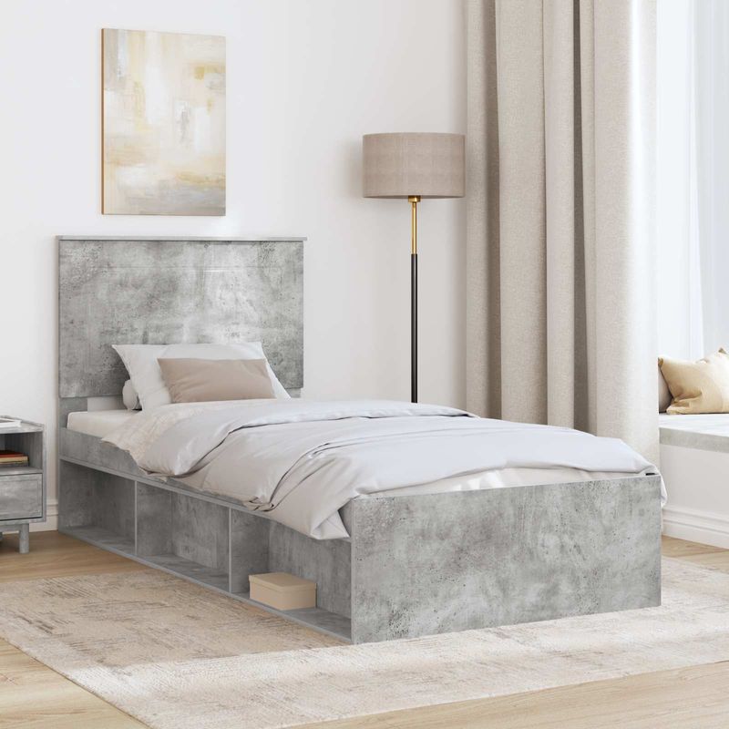 Casa si Gradina - Mobilier - Paturi si accesorii - Paturi - Cadru de pat Gri Concret 100 x 200 cm Lemn de pin masiv - Infinity.ro