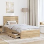 Casa si Gradina - Mobilier - Paturi si accesorii - Paturi - Cadru de pat cu sertar Stejar Sonoma 90 x 200 cm Lemn compozit - Infinity.ro
