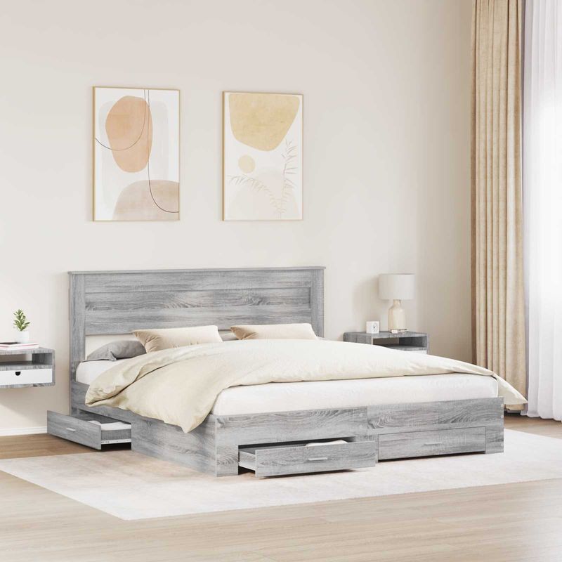 Casa si Gradina - Mobilier - Paturi si accesorii - Paturi - Cadru de pat cu sertar cu headboard cu depozitare Lemn compozit - Infinity.ro