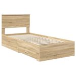 Casa si Gradina - Mobilier - Paturi si accesorii - Paturi - Cadru de pat cu sertar Stejar Sonoma 90 x 200 cm Lemn compozit - Infinity.ro