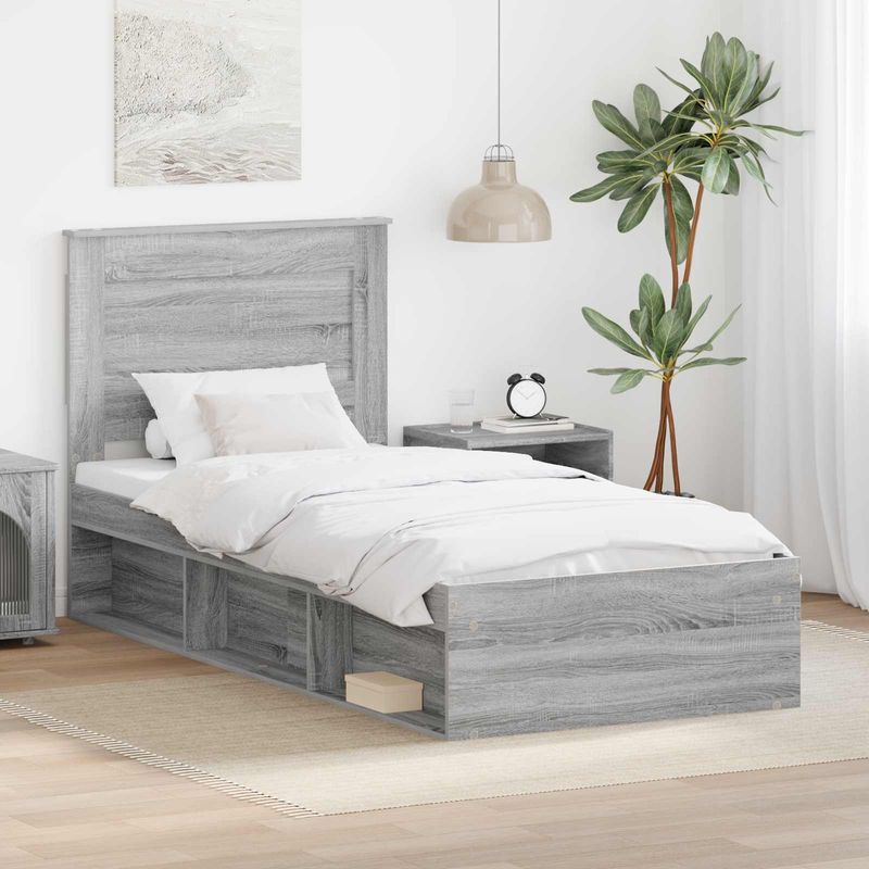 Casa si Gradina - Mobilier - Paturi si accesorii - Paturi - Cadru de pat Gri Sonoma 100 x 200 cm Lemn de pin masiv - Infinity.ro