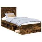 Casa si Gradina - Mobilier - Paturi si accesorii - Paturi - Cadru de pat Stejar fumuriu 75 x 190 cm Lemn de pin masiv - Infinity.ro
