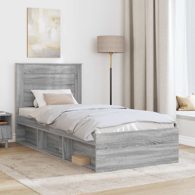 Casa si Gradina - Mobilier - Paturi si accesorii - Paturi - Cadru de pat Gri Sonoma 100 x 200 cm Lemn de pin masiv - Infinity.ro